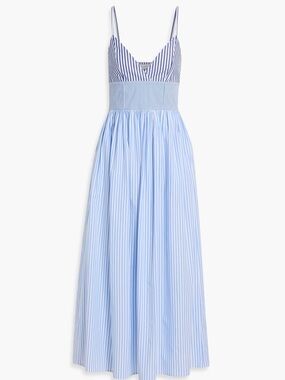 Naadam 100% cotton Blue Striped Maxi Dress with Spaghetti Straps